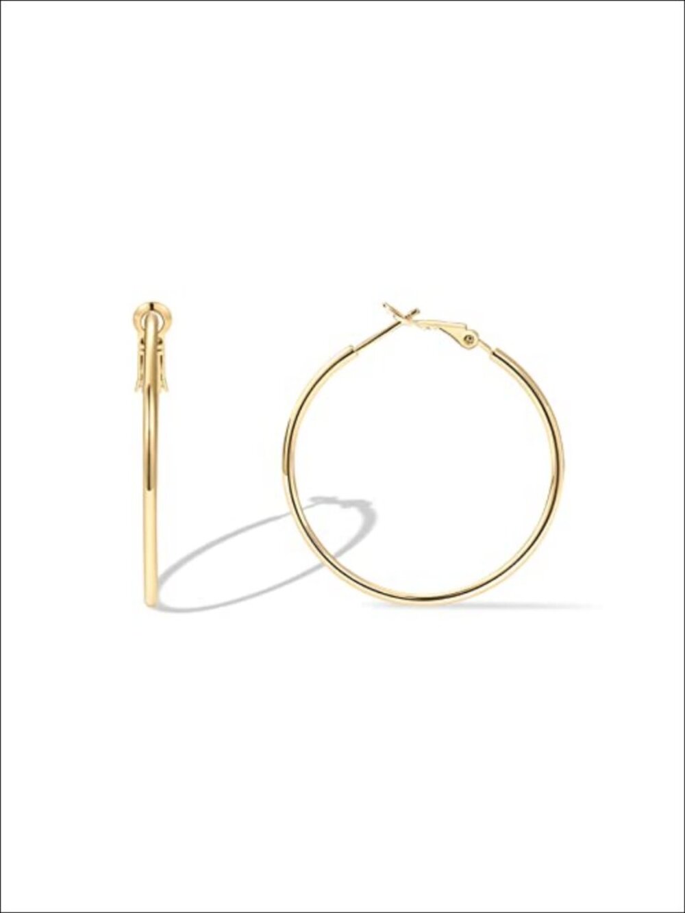 14K Gold Plated Paddle-Back Hoop Earrings 40mm Hypoallergenic